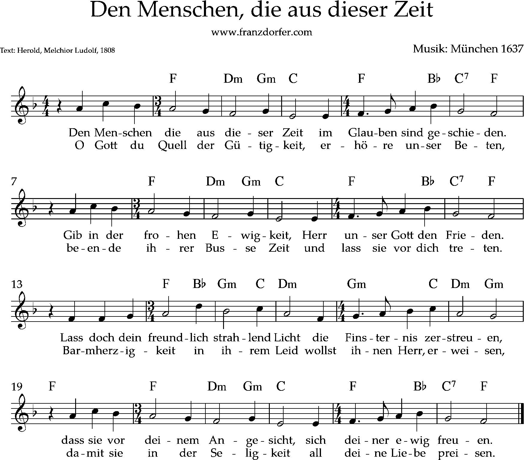 Den Menschen die aus dieser- Zeit mit Lyrics und Akkordbeziggerung Den Menschen die aus dieser Zeit, 1stimmig c-dur